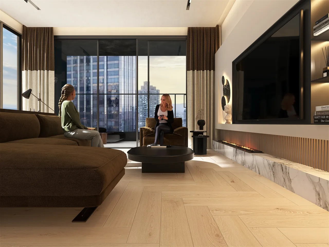 Contemporary Modern WarmTones Beige OtherRoom 3d design renderings