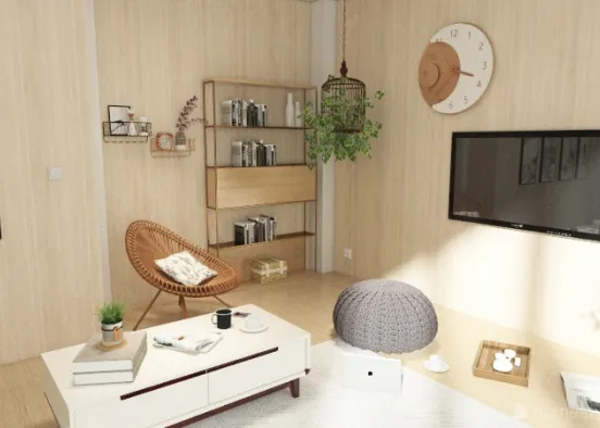 Warm Living Room Design Rendering