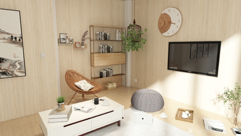 Warm Living Room 3d design renderings