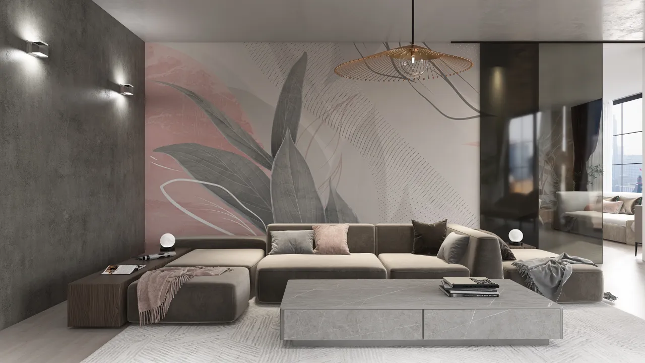 Modern StyleOther White Grey LivingDiningRoom 3d design renderings