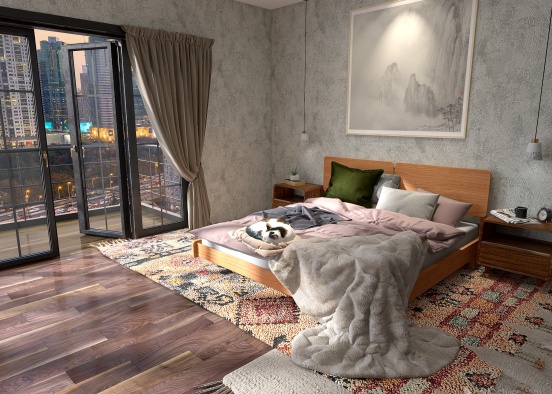 Eclectic Bedroom Apartment Design Rendering