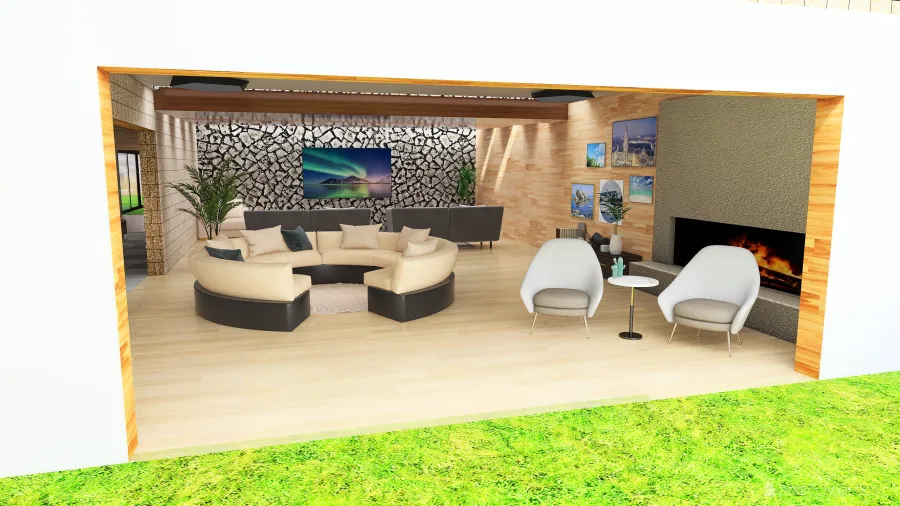 mansión de vacaciones en el bosque 3d design renderings