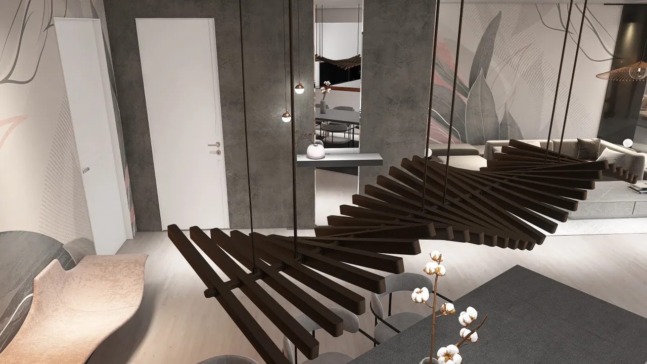 Modern StyleOther White Grey LivingDiningRoom 3d design renderings