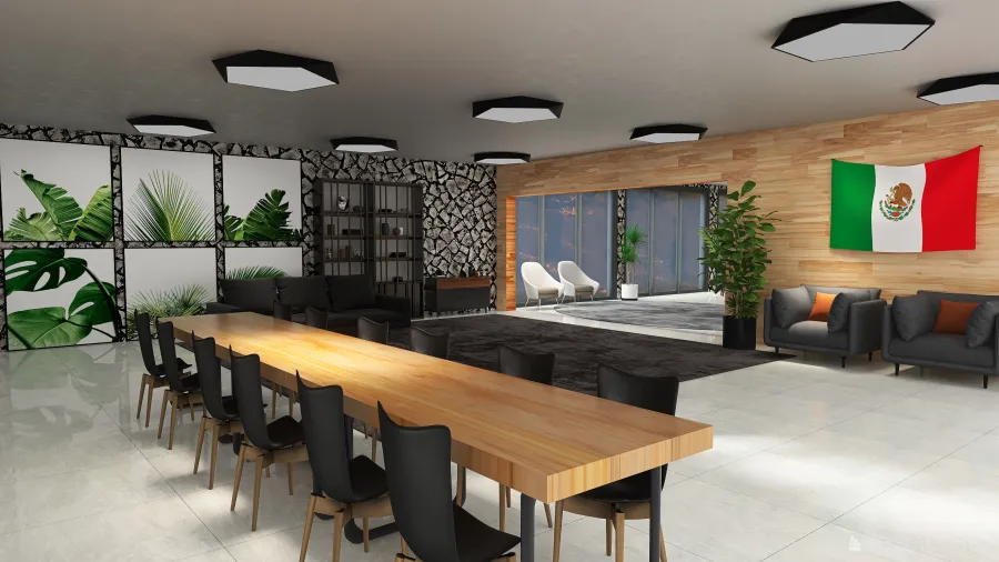sala y alberca interior 3d design renderings