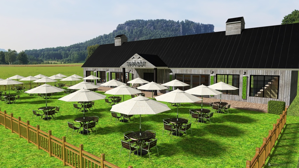 Modern Vermont Beer Garden Green 3d design renderings