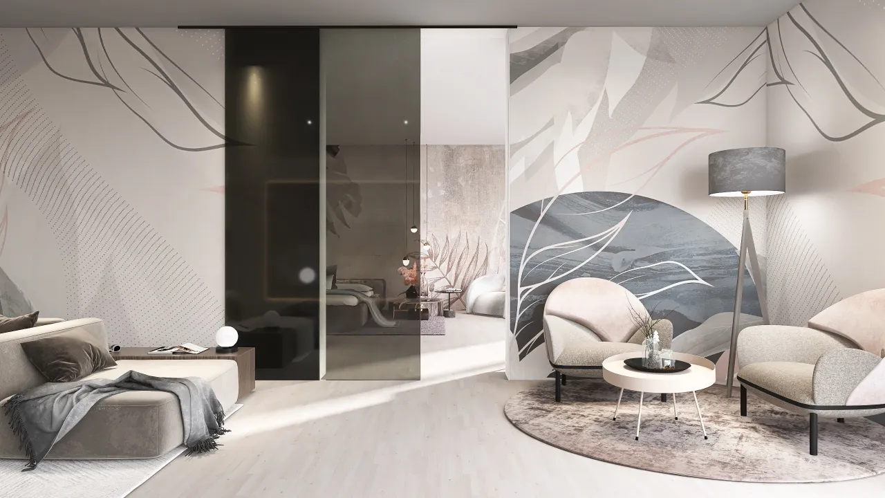 Modern StyleOther White Grey LivingDiningRoom 3d design renderings