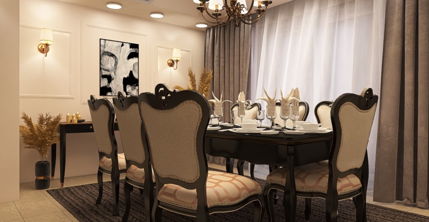 Reception And Dining Room 3d design renderings