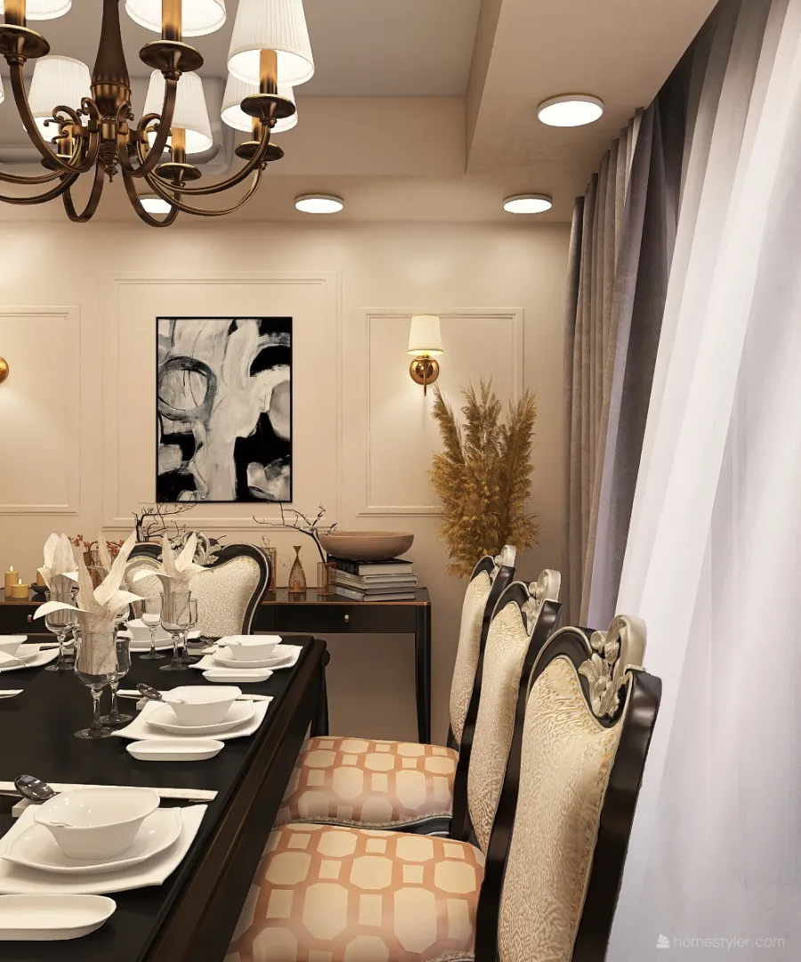 Reception And Dining Room 3d design renderings