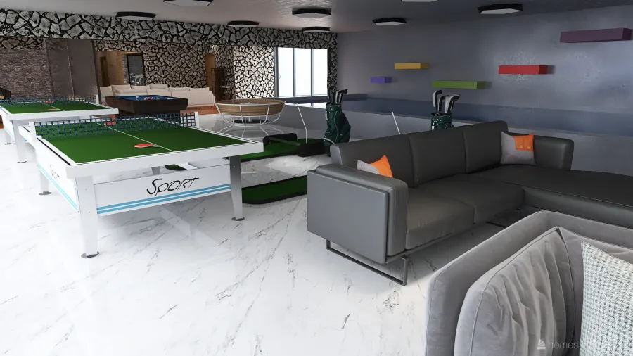 sala y alberca interior 3d design renderings