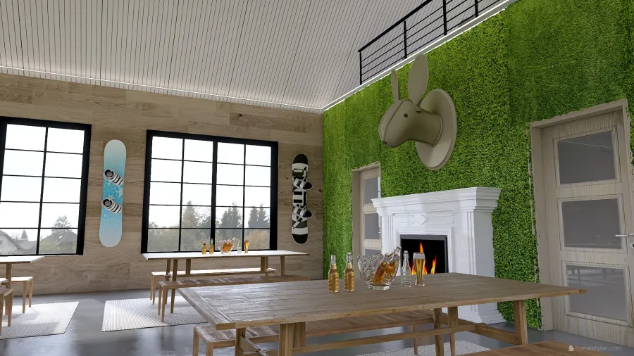 Modern Green Dining Room 3d design renderings