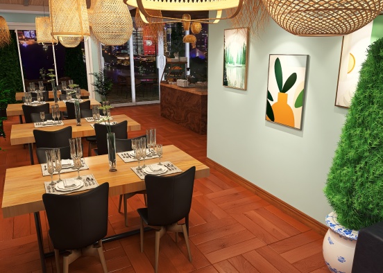 tropical style restaurant Design Rendering