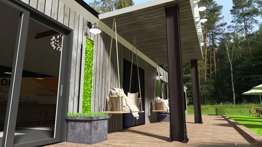 Modern Green Courtyard 3d design renderings