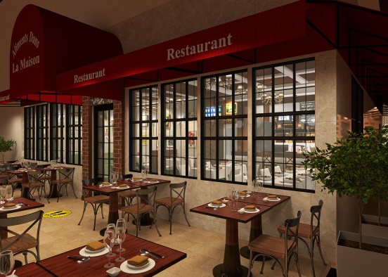 Fine Dining Restaurant - French Country Design Style Design Rendering