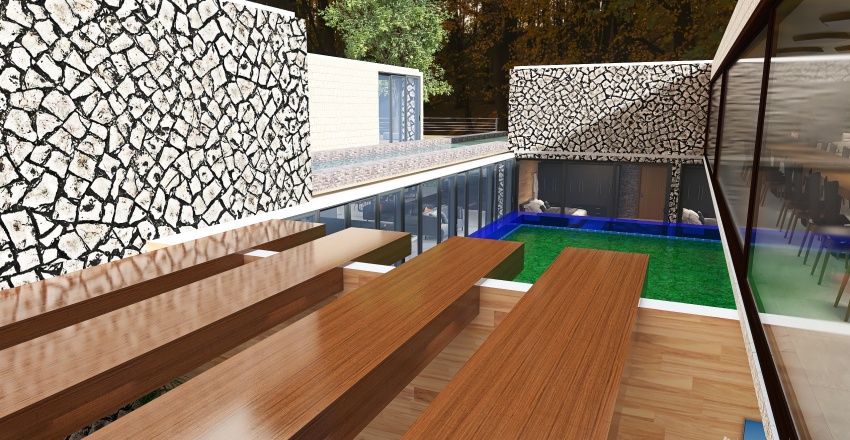 mansión de vacaciones en el bosque 3d design renderings