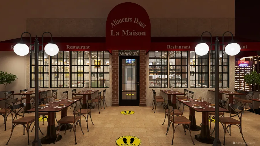 Fine Dining Restaurant - French Country Design Style 3d design renderings