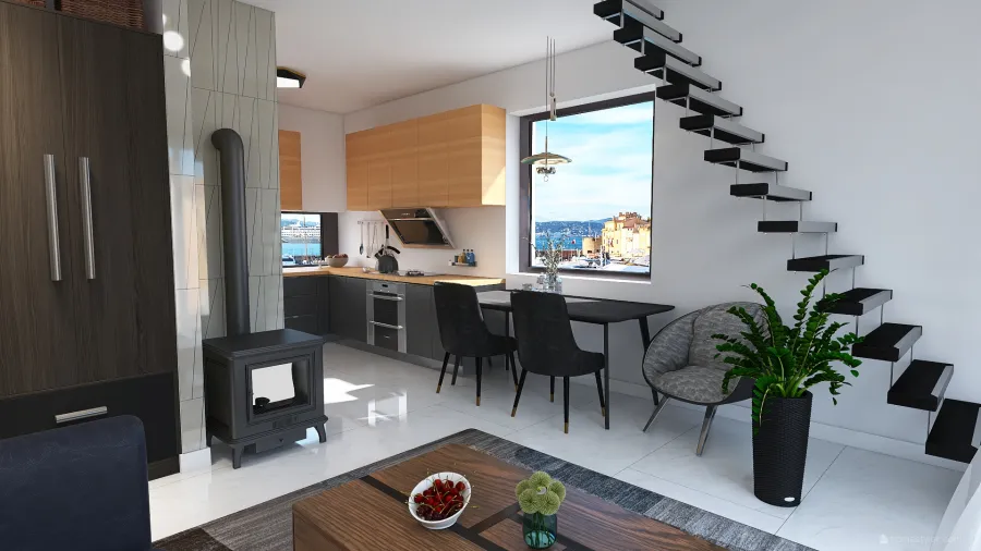 House next to the sea 3d design renderings