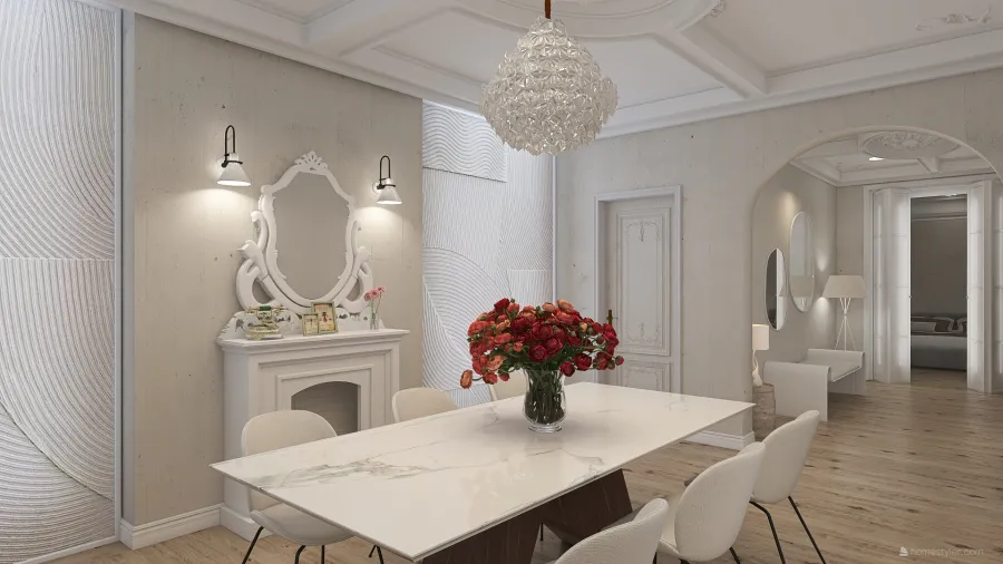 White penthouse in Paris 3d design renderings