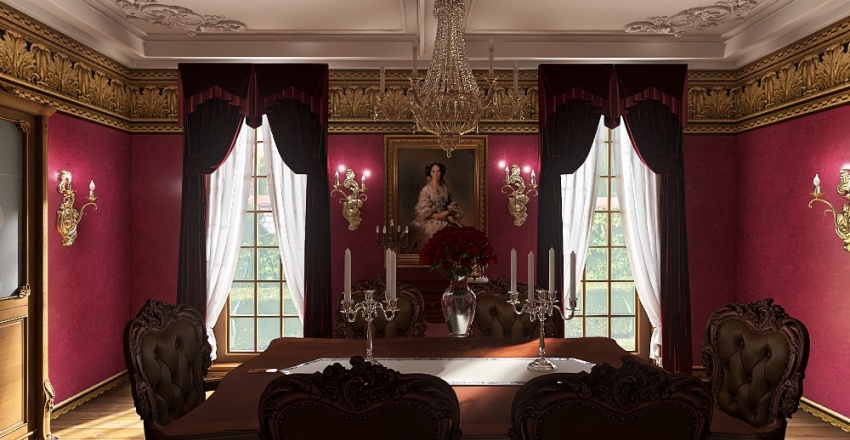 classical dinning room 3d design renderings