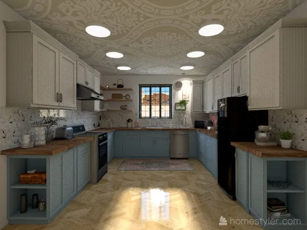 Eclectic  U-Shaped Kitchen 3d design renderings