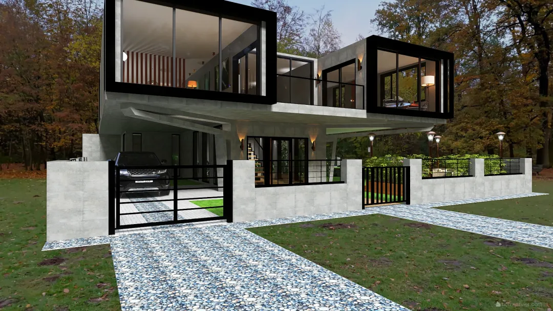 Concrete House 3d design renderings