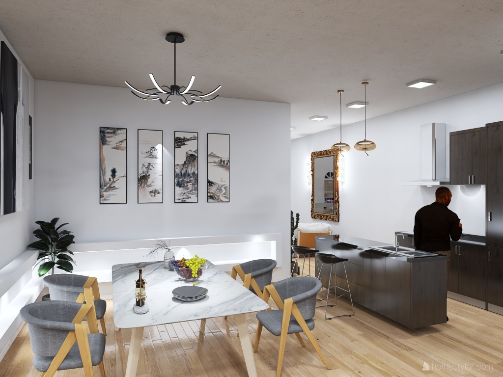 Dining Room and Gym 3d design renderings
