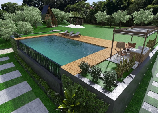 StyleOther Contemporary Infinity Pool Design Rendering