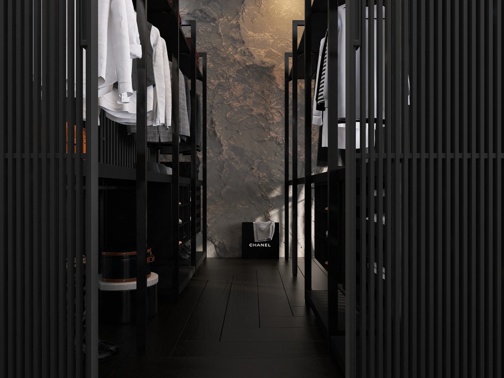 Modern Black Master Bedroom 3d design renderings