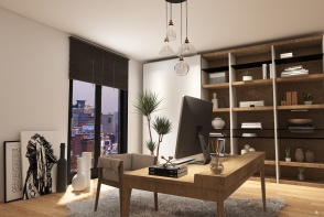 Living, Bedroom and Office Space Design Rendering