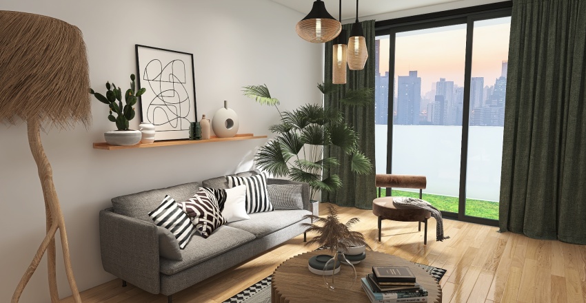 Living, Bedroom and Office Space 3d design renderings