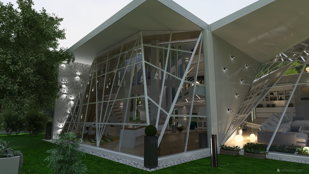 Contemporary StyleOther Greenery Residence Grey White ColdTones 3d design renderings
