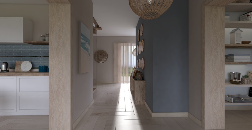 Scandinavian Blue Beige Hallway1 3d design renderings