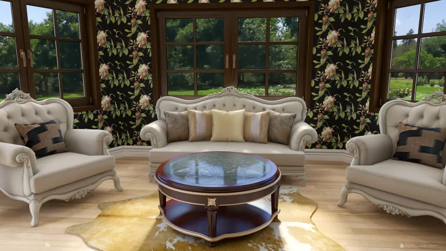 traditional living room 3d design renderings