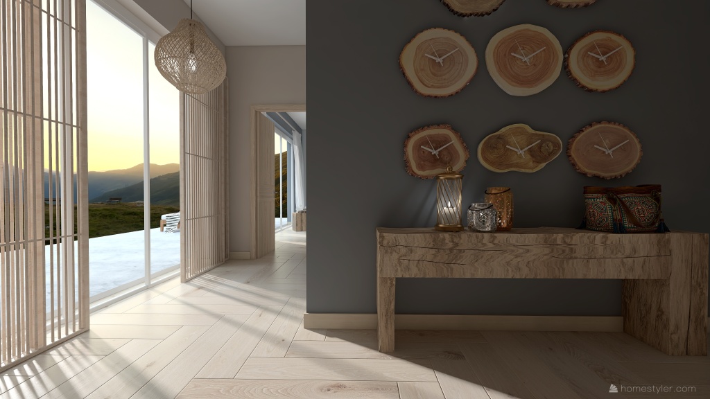 Scandinavian Blue Beige Hallway1 3d design renderings