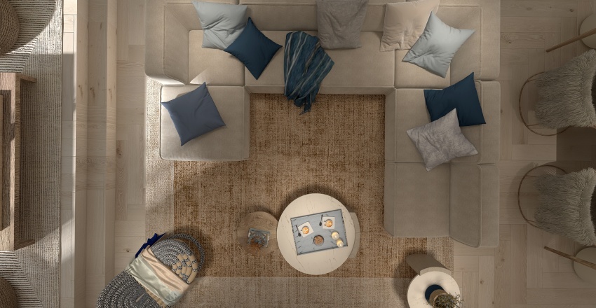 Scandinavian Villa Serena Blue Beige 3d design renderings