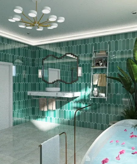 Art Deco Inspired  Bathroom Design Rendering