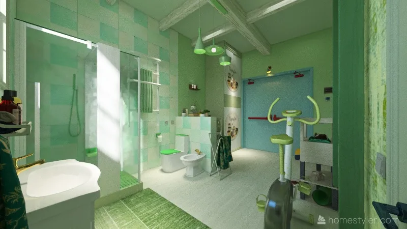 Palestra ripostiglio bagno stanza miao 3d design renderings