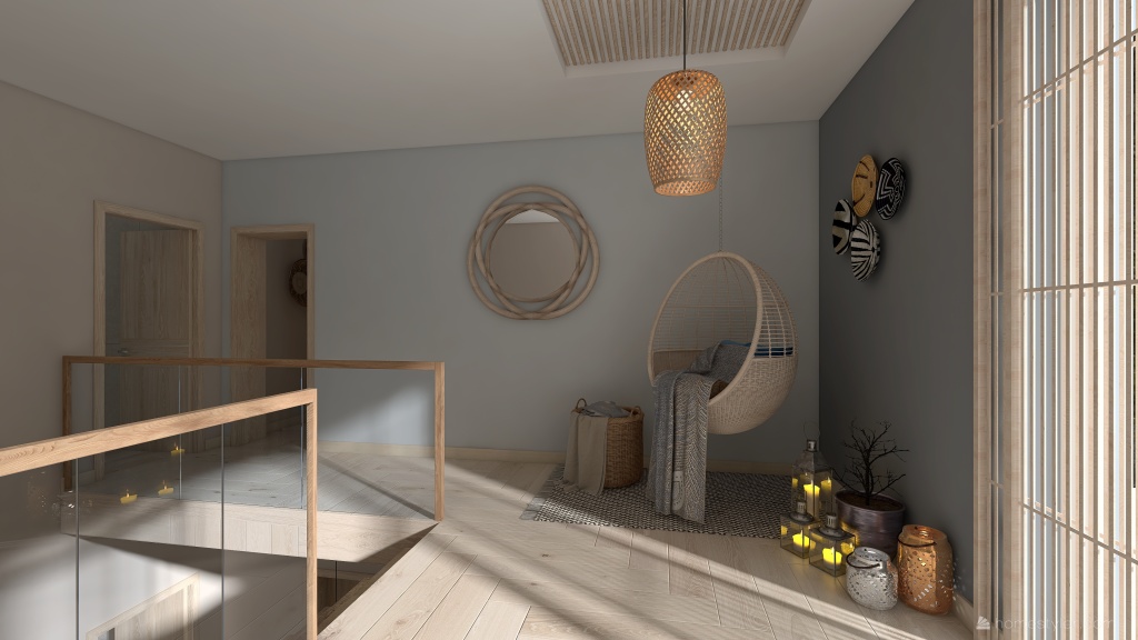 Scandinavian Blue Beige Hallway 3d design renderings
