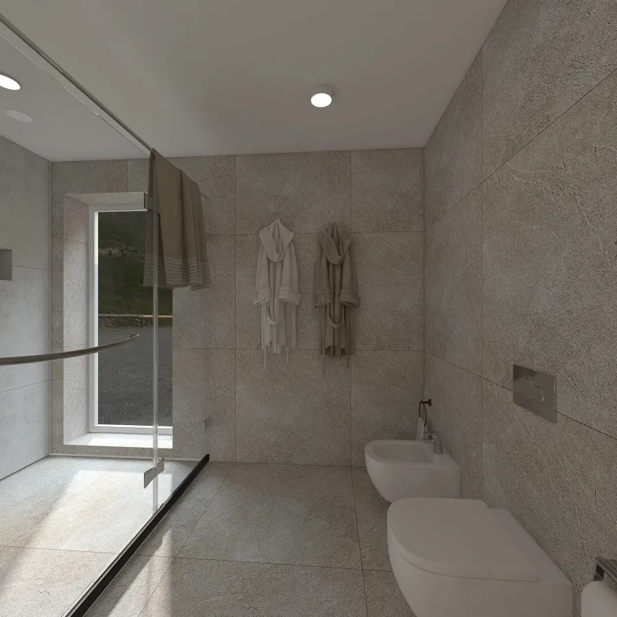 Scandinavian Blue Beige Bathroom1 3d design renderings