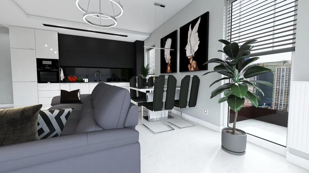 Modern Black and White Home 3d design renderings