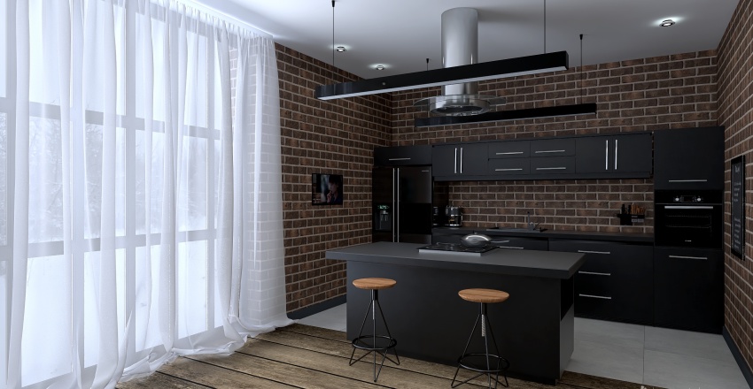 Hall/ Living room/ Dinning room/ Kitchen 3d design renderings