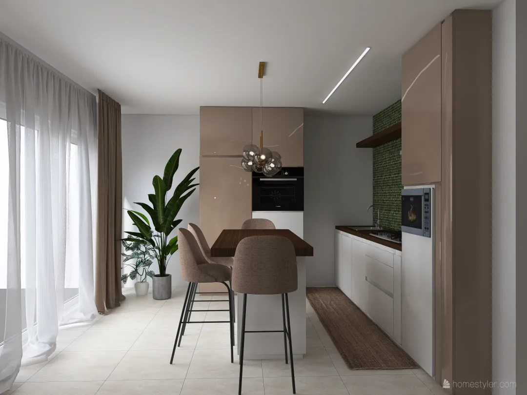 Cucina open space 3d design renderings