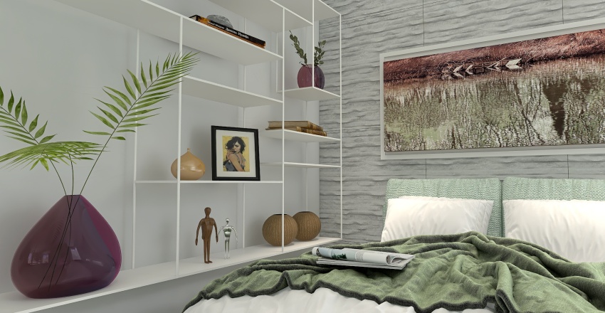 Contemporary Green Bedroom 3d design renderings