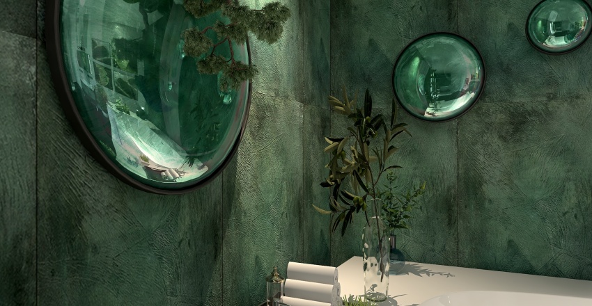 Contemporary Green Master Bathroom 3d design renderings