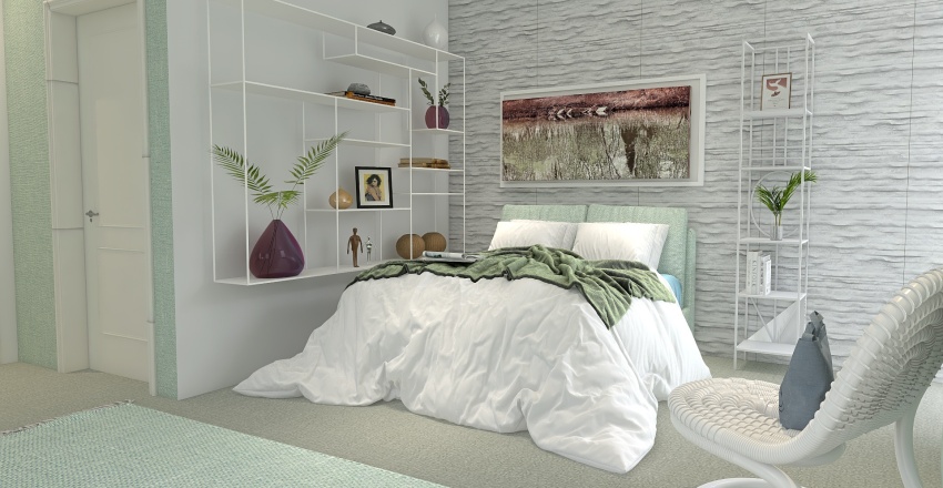 Contemporary Green Bedroom 3d design renderings