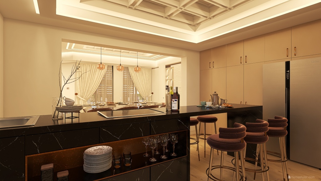 Farmhouse WarmTones WoodTones Grey Kitchen 3d design renderings