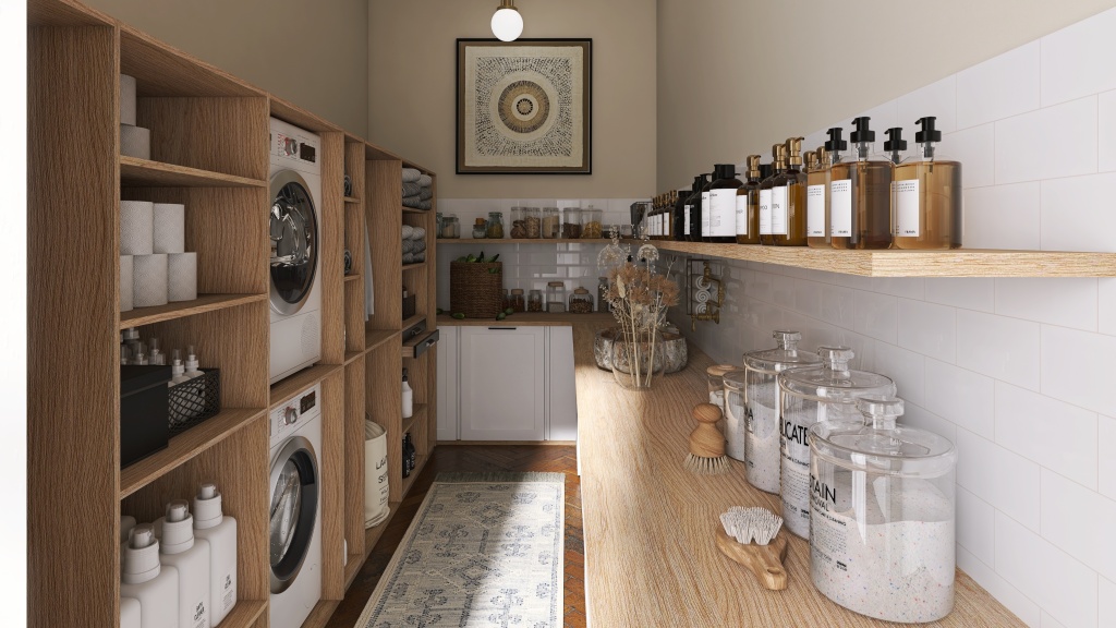 Bohemian ArtDeco StyleOther Orange Beige Pantry & Laundry 3d design renderings