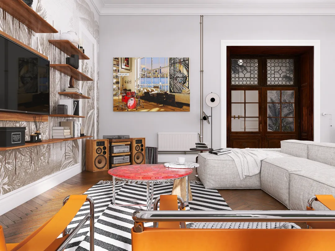 Bohemian ArtDeco StyleOther [ NO ORDINARY APARTMENT ] Orange Beige 3d design renderings