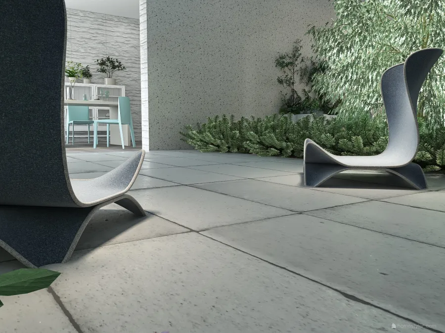 Contemporary Green Courtyard 3d design renderings
