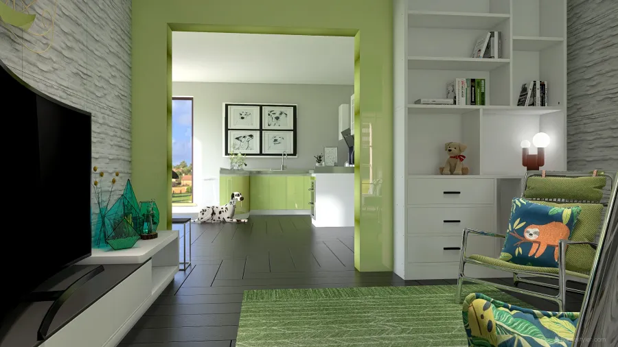 Contemporary Green snug 3d design renderings