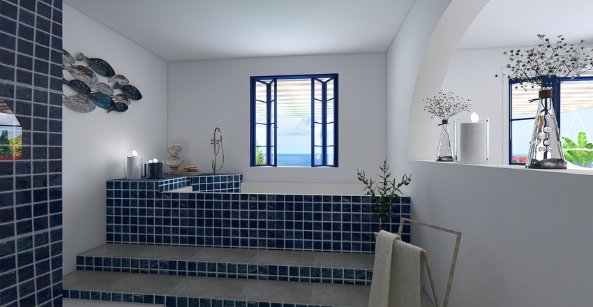 House in Santorini Interior Design Render